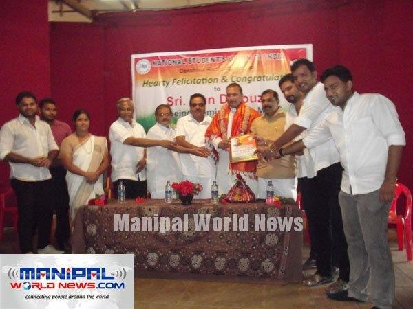 Mangalore D.K. National Students Union of India Unit Felicitates MLC Ivan D'Souza