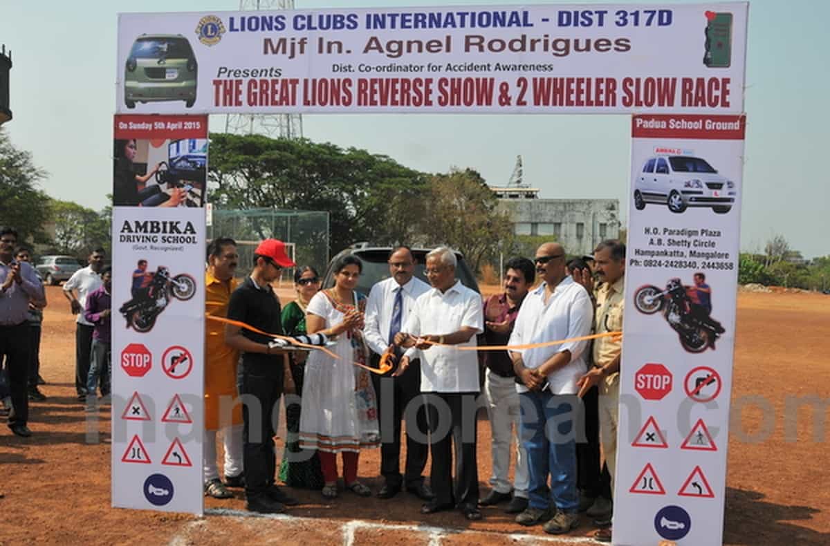 MLA J R Lobo Inaugurates ‘Great Lions Reverse Show and Two Wheeler Slow Race’