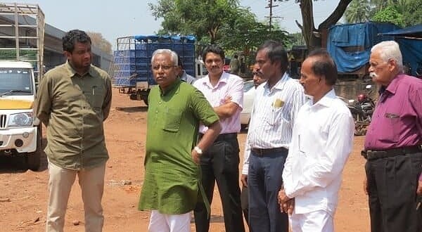 MLA J R Lobo inspects municipal market at Kaikamba, near Maroli