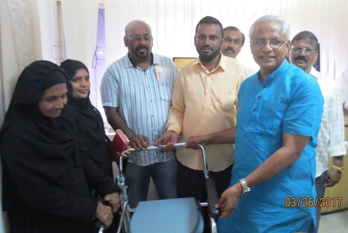 Mangaluru: MLA J R Lobo distributes wheelchairs to poor families at Kasaba Bengre